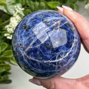 Sodalite Sphere | 70mm | - #6 (polished Blue Crystal Ball, Throat Chakra, Healing Stone, Peace) Sodalite Sphere | 70mm | - #6 (polished Blue Crystal Ball, Throat Chakra, Healing Stone, Peace)