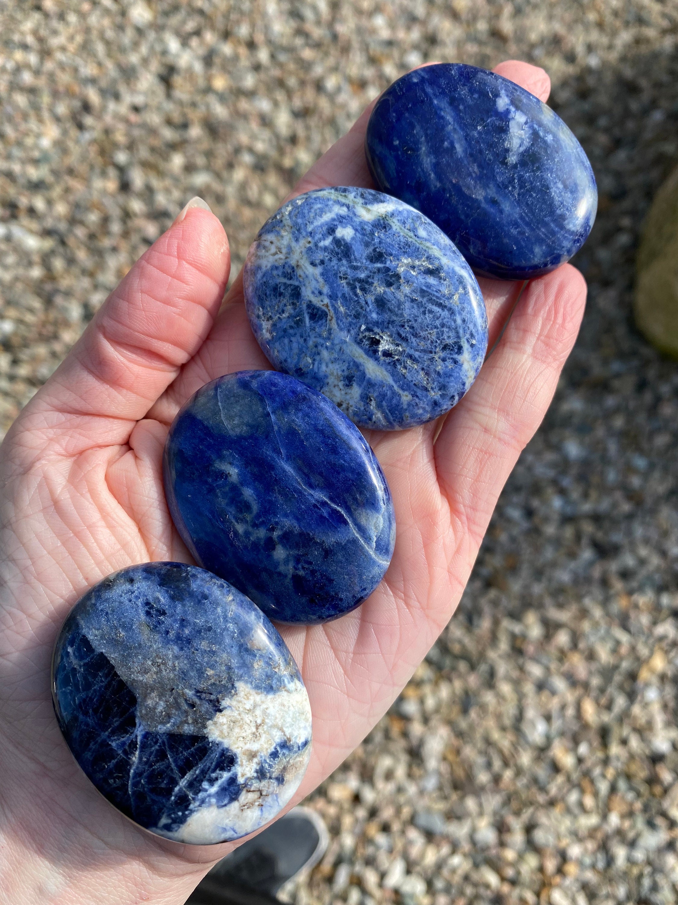 Sodalite Worry Stone, Blue Stone For Meditation, Introspection, Throat Chakra Healing And Open Third Eye