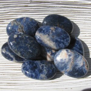 Sodalite Crystal Palm Stone For Meditation, Intuition & Throat Chakra, Spiritual Healing Stone, Blue Sodalite Tumbled Stones, Birthday Gift Sodalite Crystal Palm Stone For Meditation, Intuition & Throat Chakra, Spiritual Healing Stone, Blue Sodalite Tumbled Stones, Birthday Gift