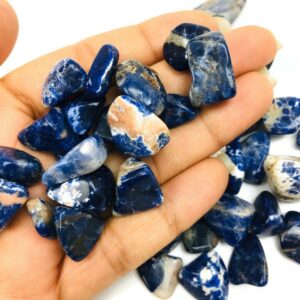 Tumbled Sodalite Crystal: Polished Blue Gemstone (100G) Tumbled Sodalite Crystal: Polished Blue Gemstone (100G)