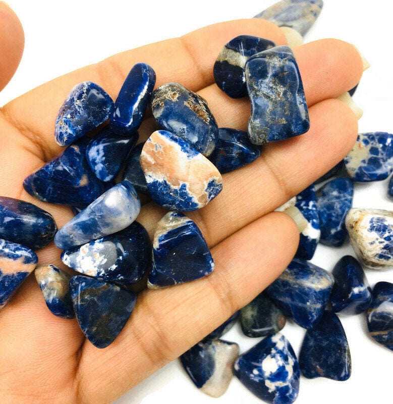 Tumbled Sodalite Crystal: Polished Blue Gemstone (100g) Tumbled Sodalite Crystal: Polished Blue Gemstone (100g)