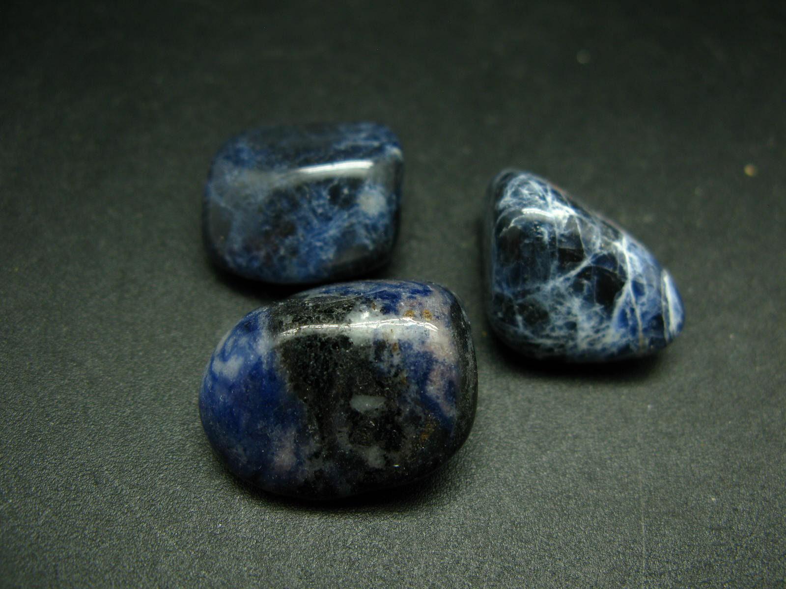 Lot Of 3 Natural Sodalite Tumbled Stones From Brazil