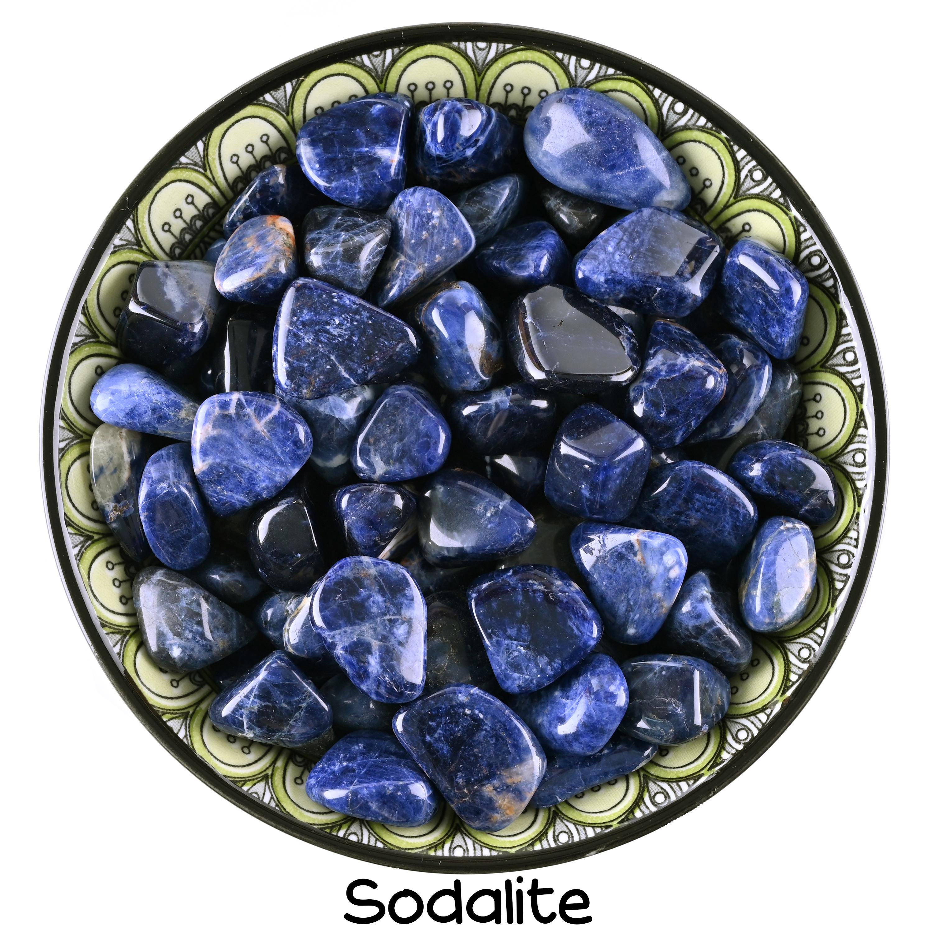 Set Of 10 Sodalite Tumbled Stones, Natural Logic And Peace, Ritual Grid Crystal
