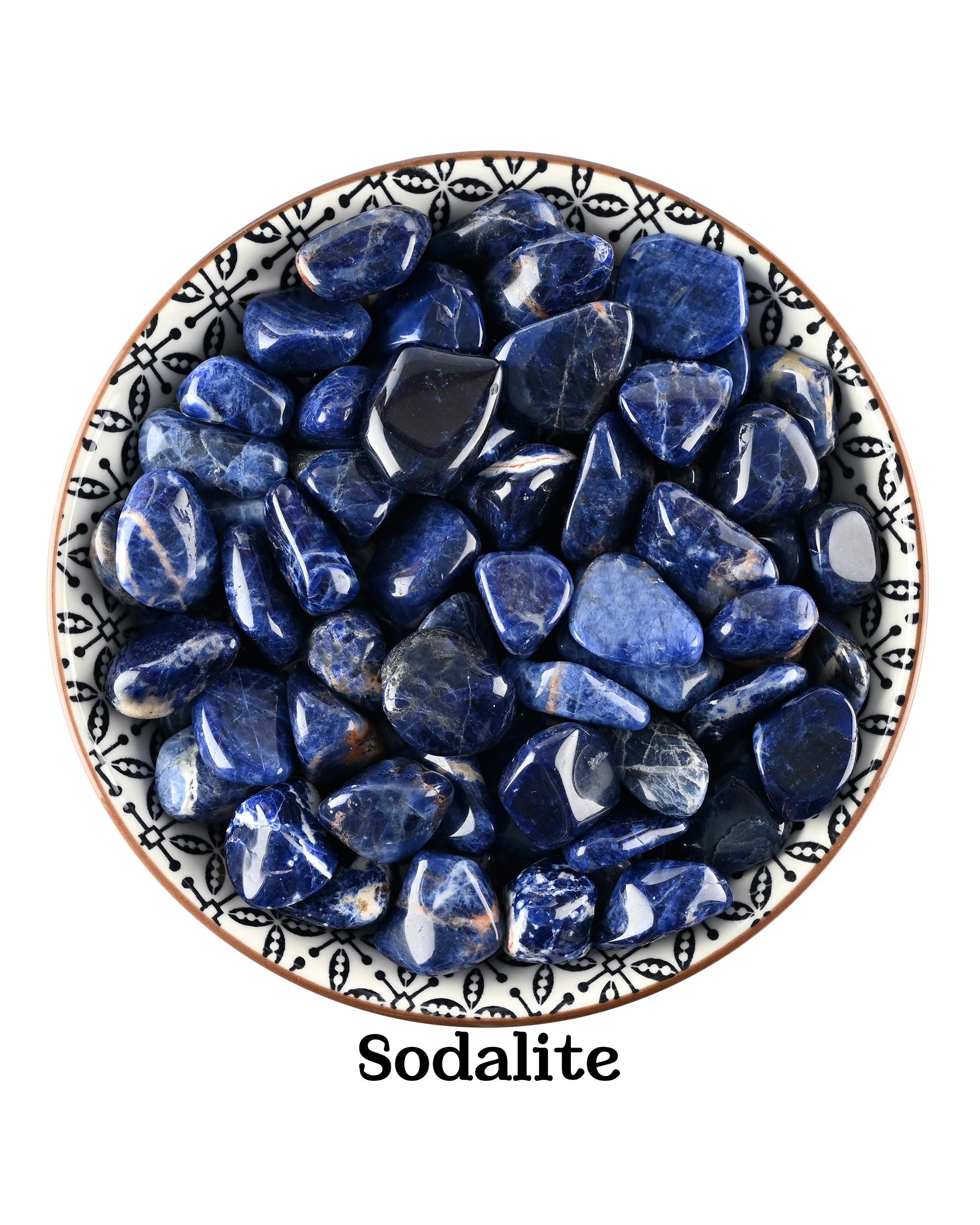 Set Of 10 Sodalite Tumbled Stones, Blue Wisdom Crystal, Altar Ritual Grid Healing Gem