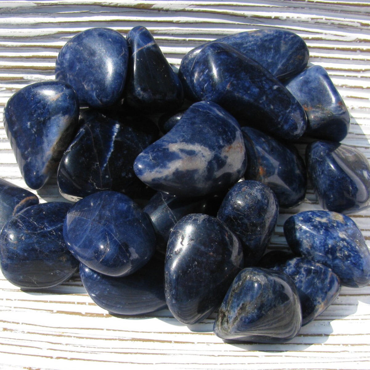 Tumbled Sodalite Stones, Natural Blue Sodalite Crystals, Polished Healing Crystals For Meditation, Reiki, Energy Work, And Crystal Grids