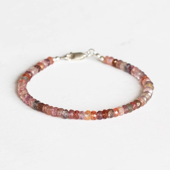 Spinel Beaded Bracelet, Dainty Multi Colored Gemstone Jewelry