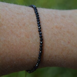 Black Spinel Adjustable Knotted Silk Bracelet Adjustable Length
