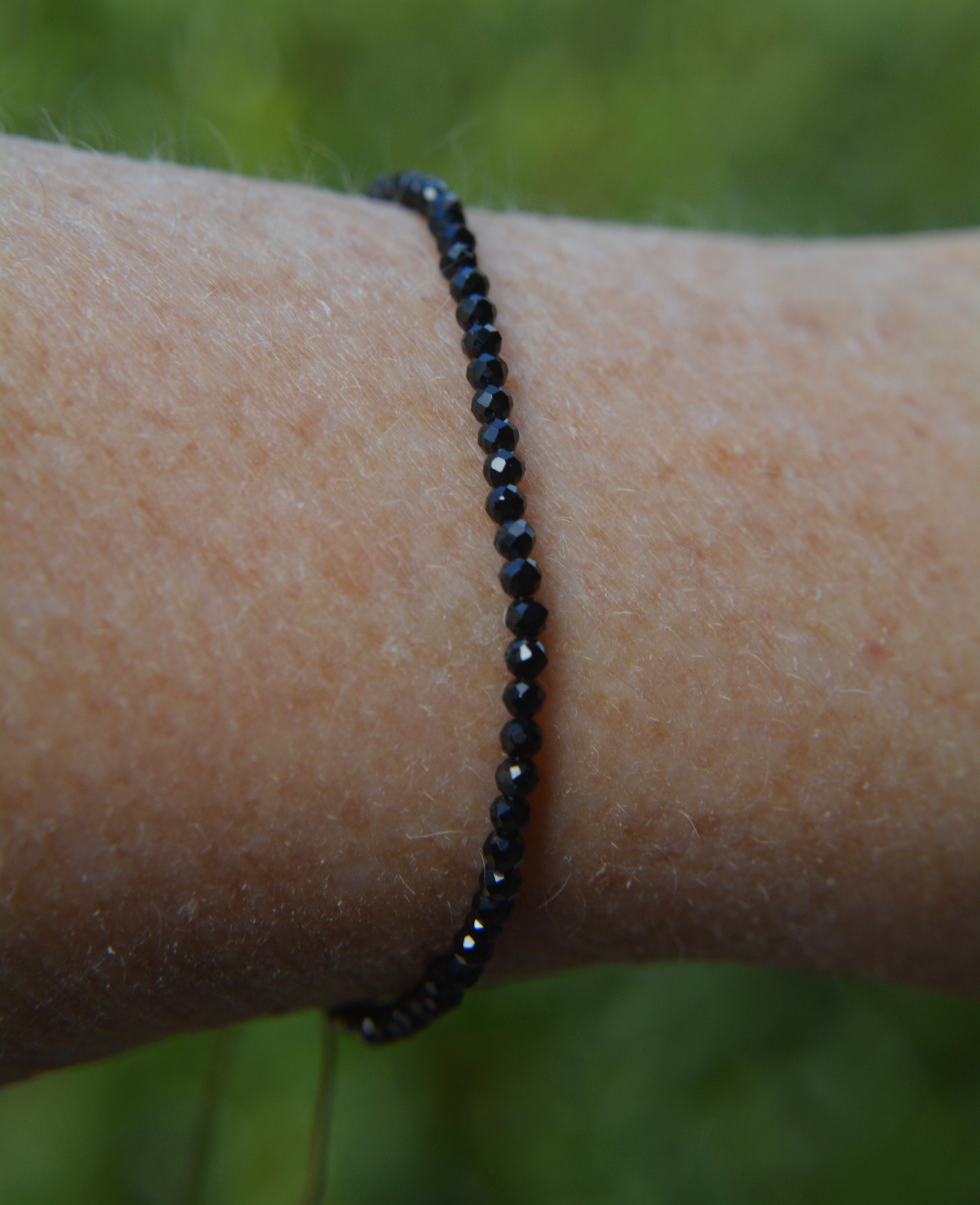 Black Spinel Adjustable Knotted Silk Bracelet Adjustable Length Black Spinel Adjustable Knotted Silk Bracelet Adjustable Length