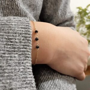 Black Spinel Bracelet, August Birthstone, Handmade Jewelry, Bracelet for Women, Dainty Gold Bracelet, Gemstone Bracelet, Gifts for Her