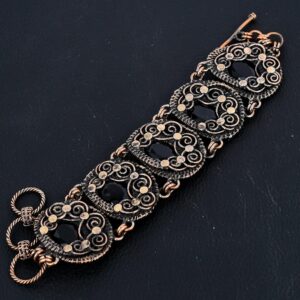 Black Spinel Bracelet, Black Spinel Copper Wire Wrapped Bracelet, Wire Wrap Handmade Jewelry, Unique Holiday Gift Bracelet For Mom & Wife