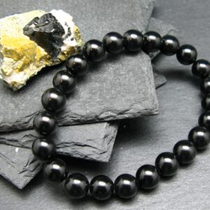 Black Spinel Genuine Bracelet ~ 7 Inches ~ 8mm Round Beads