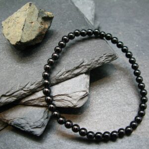 Black Spinel Genuine Bracelet ~ 7 Inches ~ 4mm Round Beads