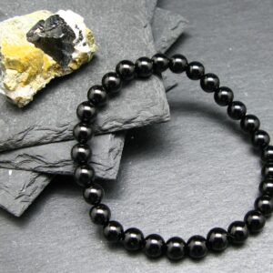 Black Spinel Genuine Bracelet ~ 7 Inches ~ 6mm Round Beads