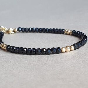 Black Spinel Bracelet: Gold Filled, Protective Healing Jewelry