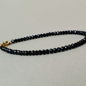 Black Spinel Bracelet: Hand Stamped Initial, Personalized Jewelry