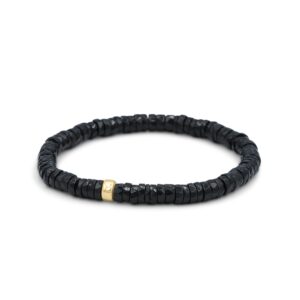 Delicate Black Gemstone | Black Spinel Bracelet, 14K Gold Filled spinel [EBBM1458] Black spinel Stacking Bracelet, dainty black spinel