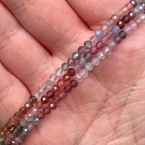 Faceted Spinel Bracelet | 3mm | - No. 656 (polished Pink Crystal Jewelry, Heart Chakra, Love)
