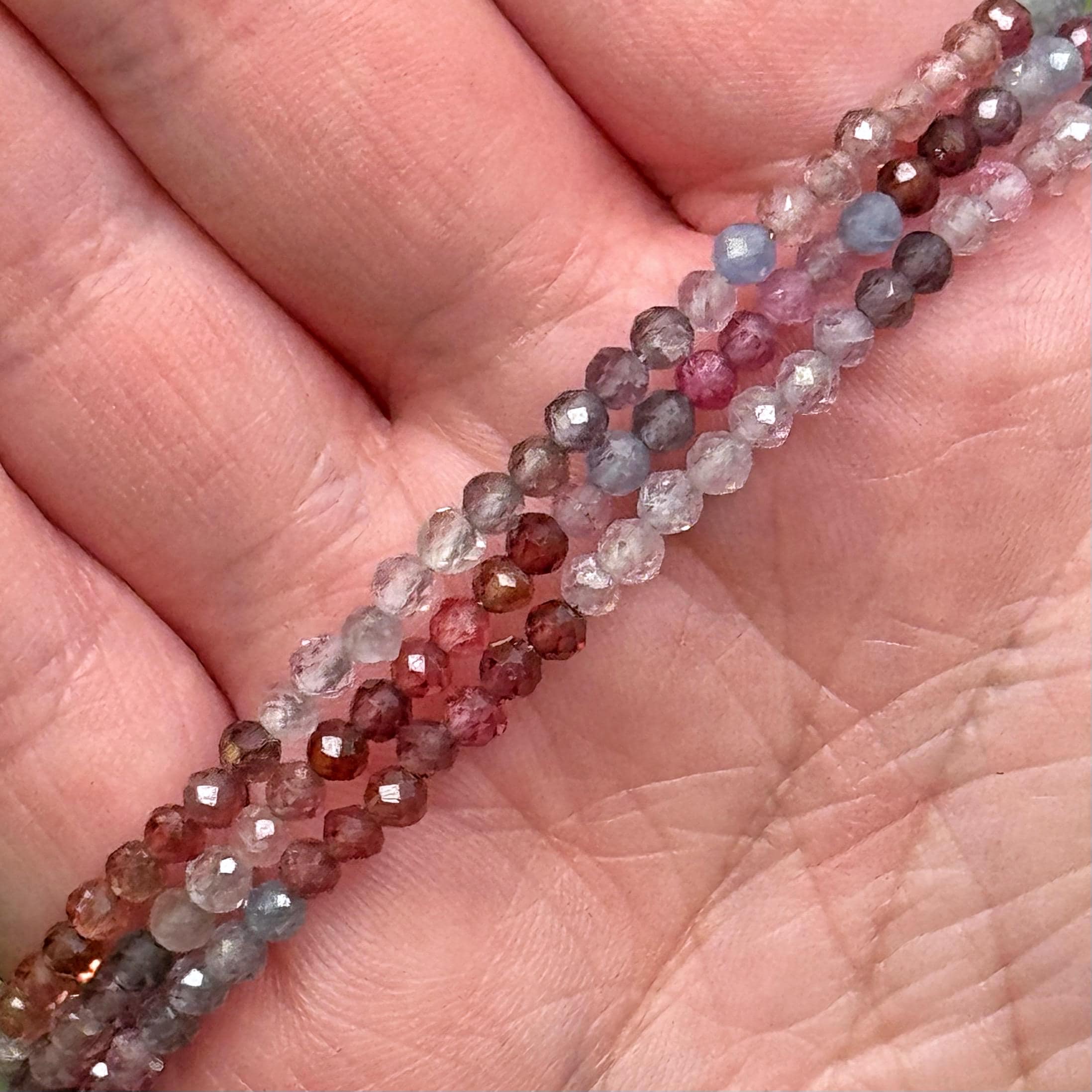 Faceted Spinel Bracelet | 3mm | - No. 656 (polished Pink Crystal Jewelry, Heart Chakra, Love)