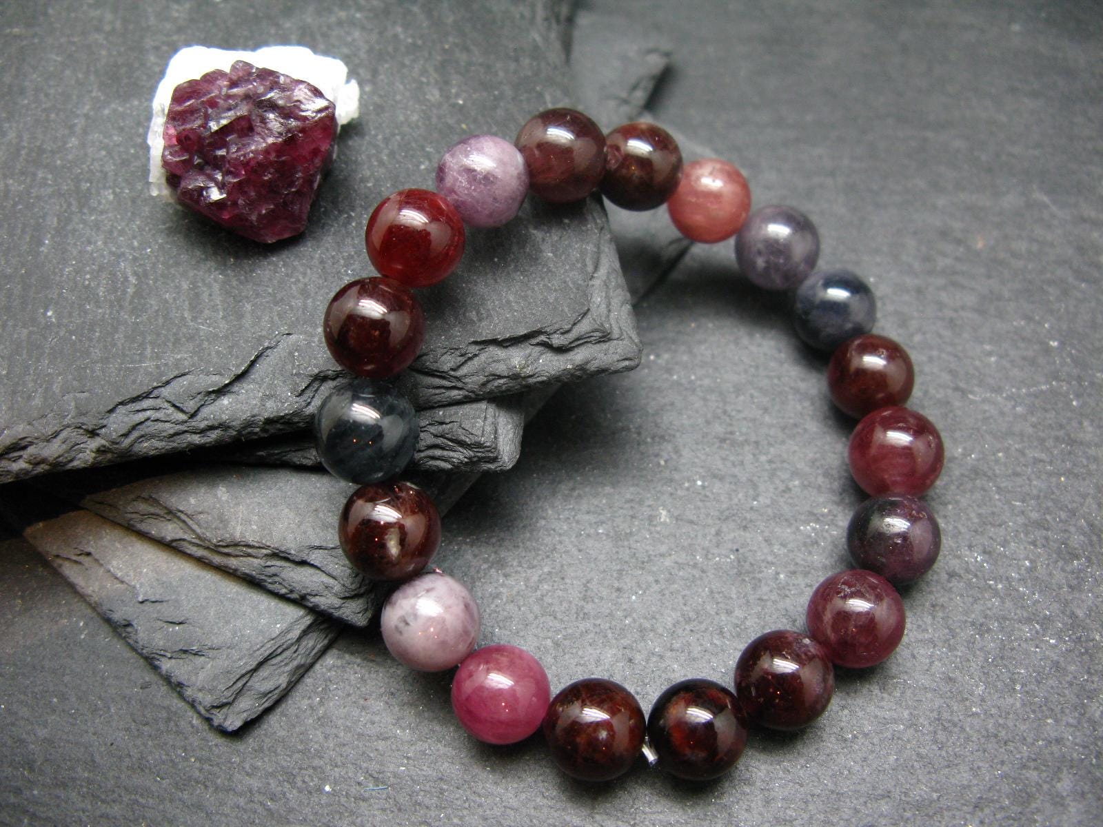 Gem Spinel Genuine Bracelet ~ 7 Inches  ~ 10mm Round Beads