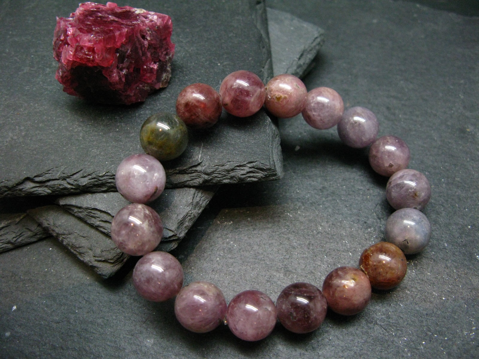 Spinel Genuine Bracelet ~ 7 Inches ~ 12mm Round Beads Spinel Genuine Bracelet ~ 7 Inches ~ 12mm Round Beads