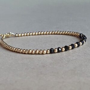 Gold Filled Black Spinel Bracelet: Elegant Protection Jewelry