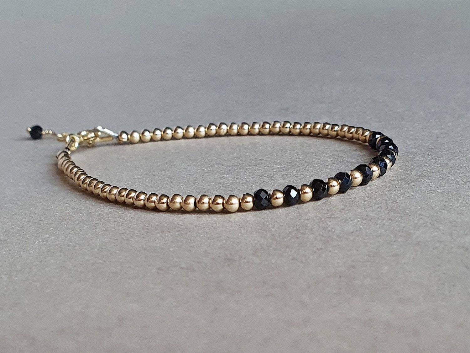 Gold Filled Black Spinel Bracelet: Elegant Protection Jewelry