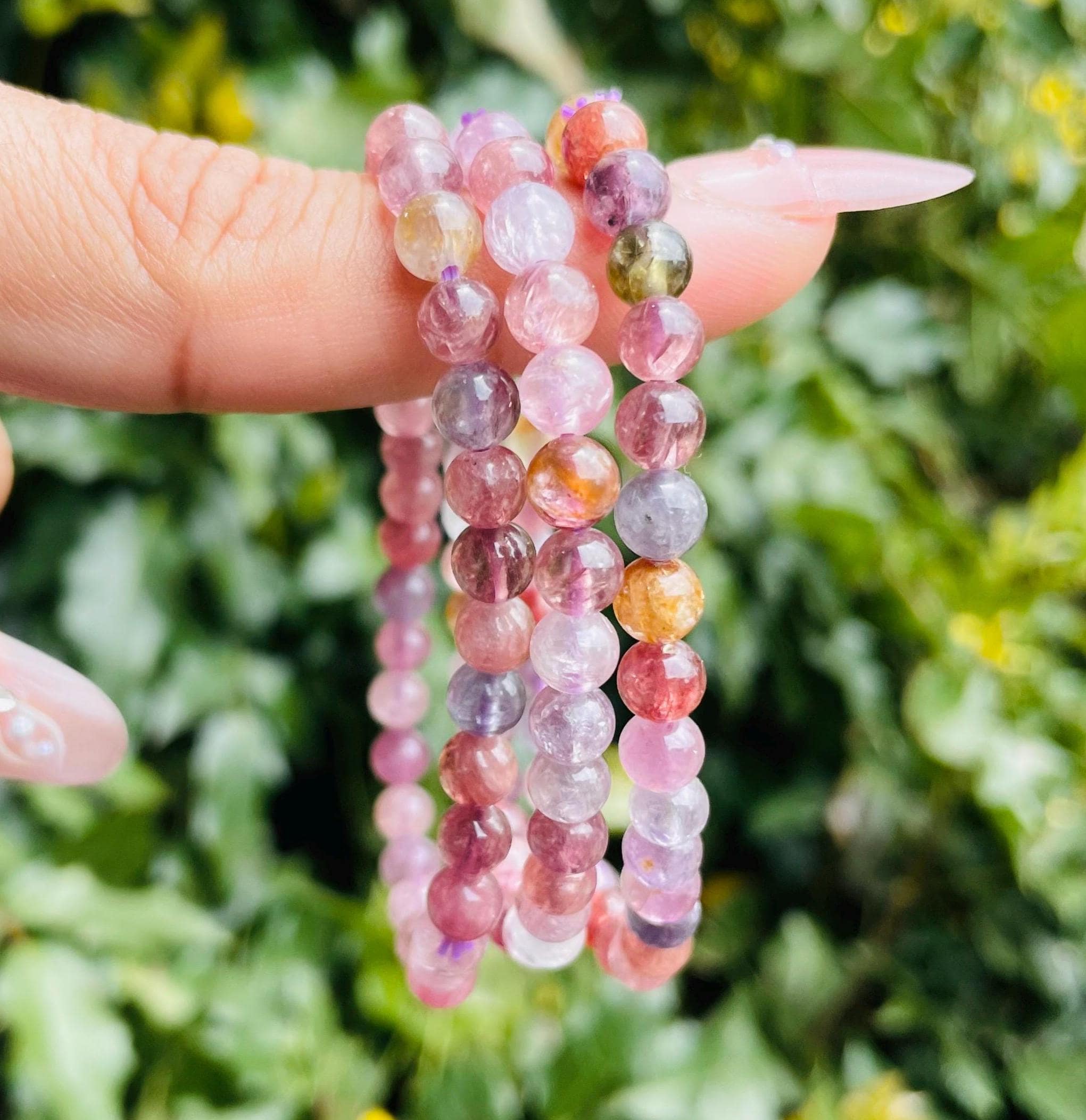 Multi-color Spinel Gemstone Bracelet: Polished Crystal Beads