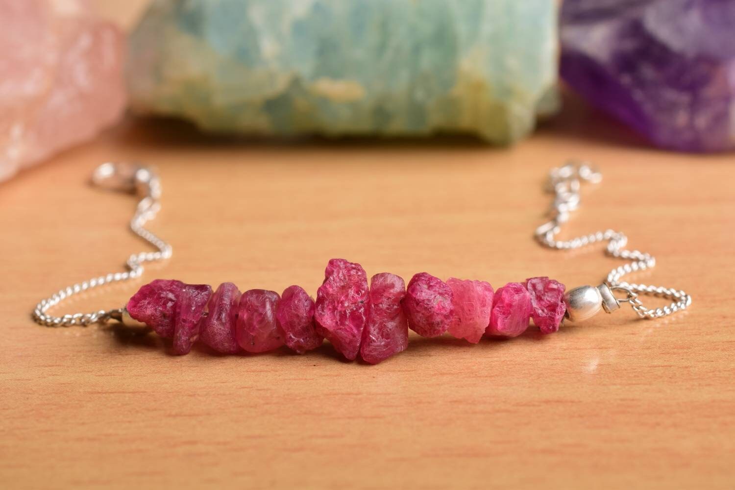 Natural Raw Red Spinel Bracelet In 925 Sterling Silver, Dainty, Rough Gemstone Bracelet, Red Spinel Rough, Uncut Stone Bracelet, Gift Her