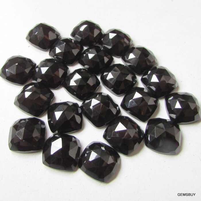 12mm Black Spinel Gemstone: Aaa Cushion Rosecut Cabochon