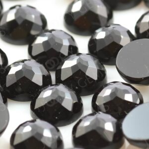 Black Spinel Rose Cut Cabochon 5mm Round - Per Stone