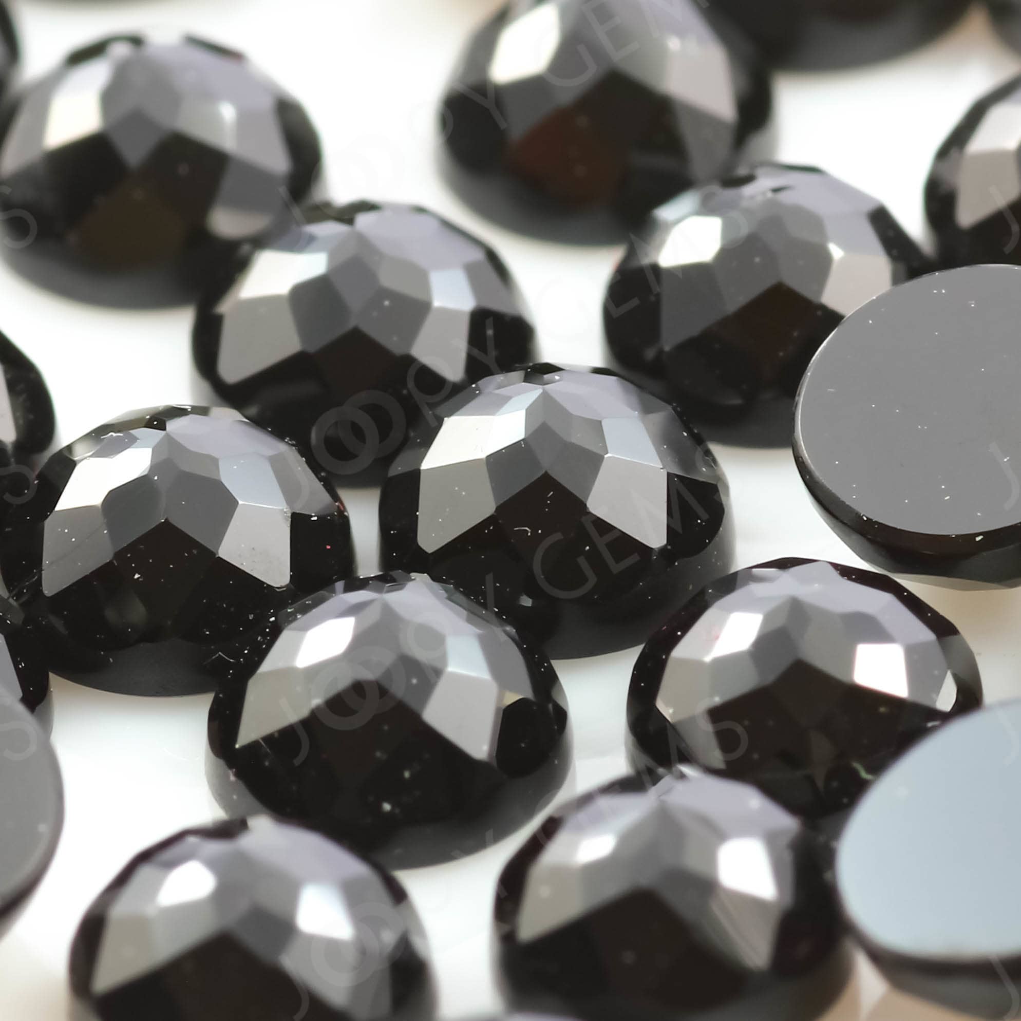 Black Spinel Rose Cut Cabochon 5mm Round - Per Stone