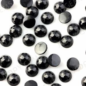 Black Spinel Rose Cut Cabochon 6mm Round - Per Stone
