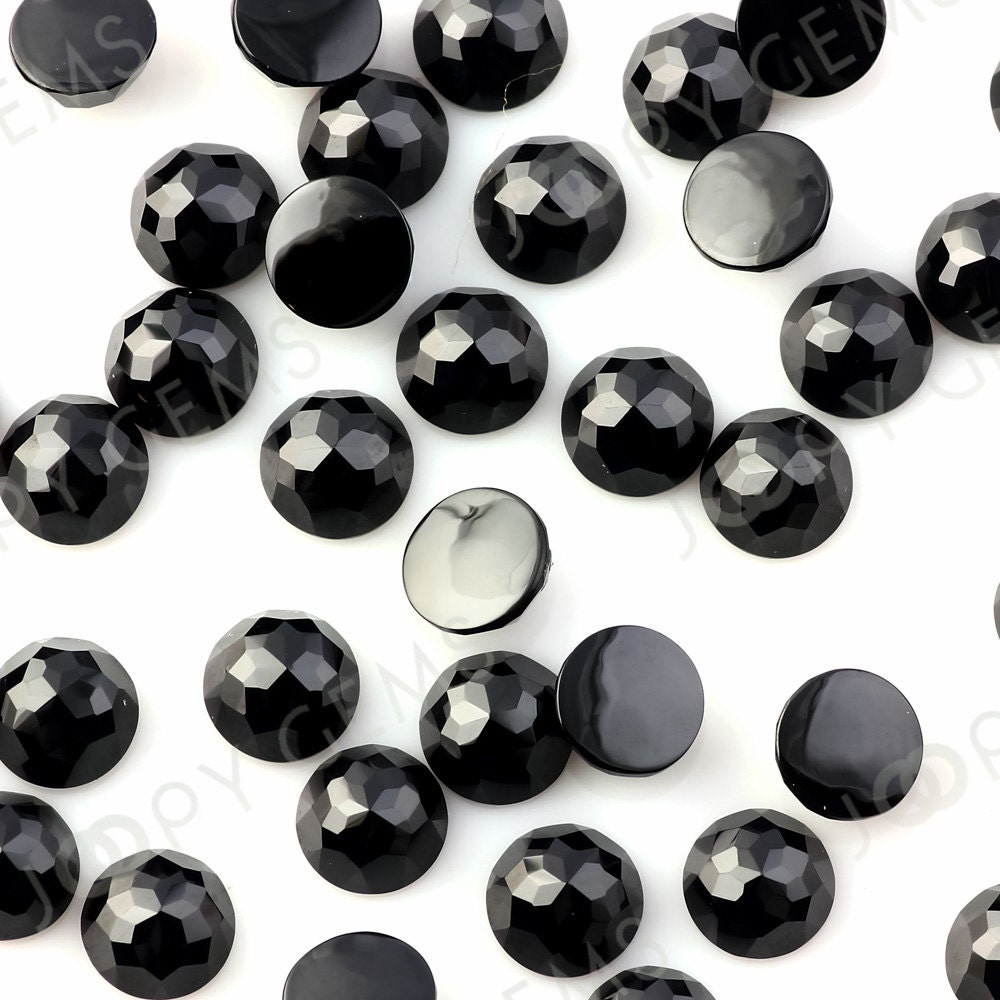 Black Spinel Rose Cut Cabochon 6mm Round - Per Stone