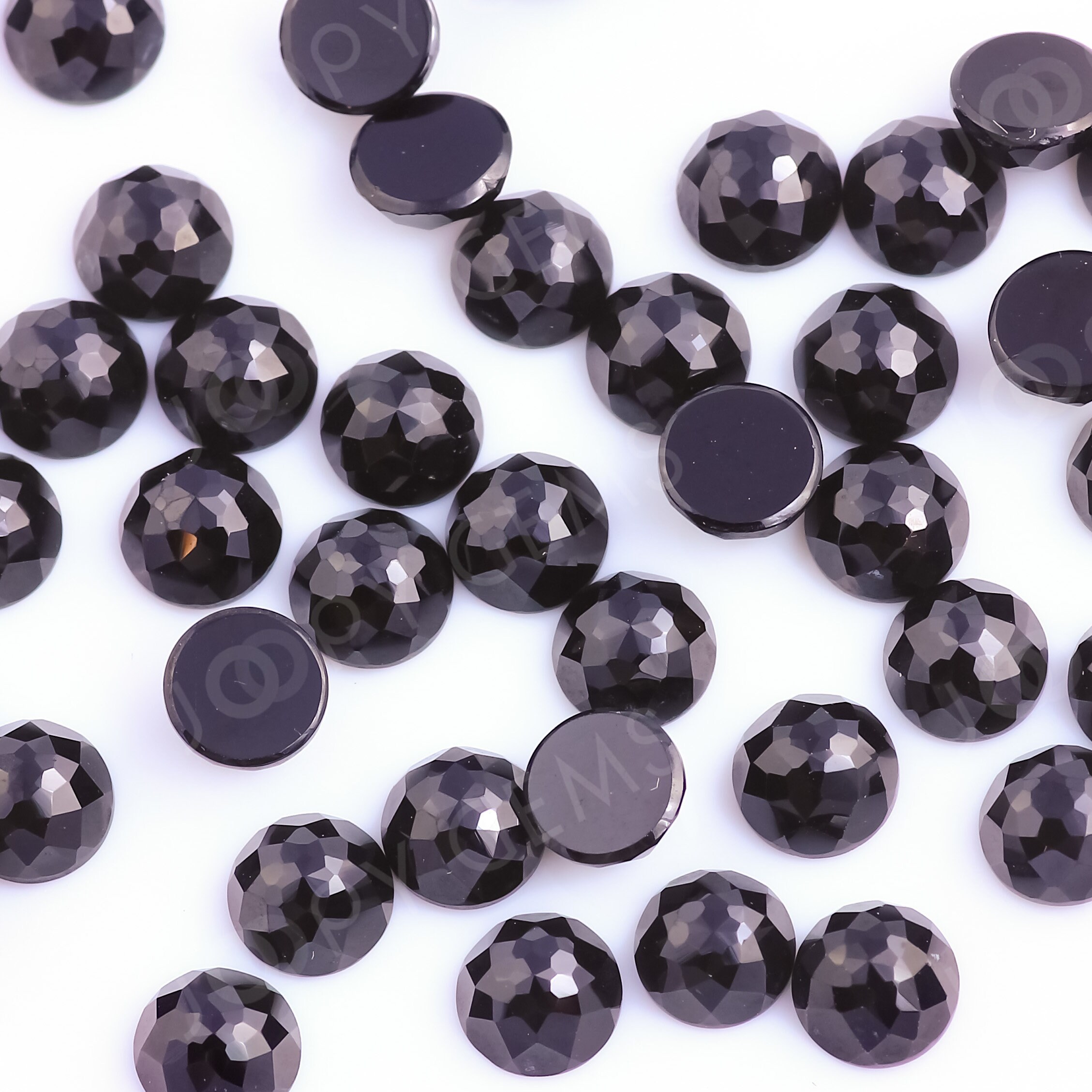 Black Spinel Rose Cut Cabochon 4mm Round - Per Stone Black Spinel Rose Cut Cabochon 4mm Round - Per Stone