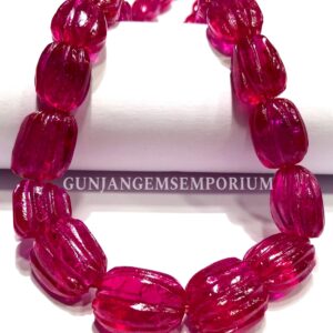 AAAA Hot Pink Spinel Carved Beads Gorgeous Full Of Color Pink Spinel Carved Nuggets Beads 19” Strand Carved Gemstone Nuggets Jewelry Beads