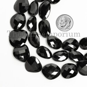 Black Spinel Faceted Nuggets Beads, Loose Drilled Gemstone Beads for Jewelry Making, Faceted Raw Nuggets Beads Strand, Beads Bulk Suppliers