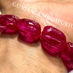 Hot Pink Spinel Stone Bracelet Gorgeous AAAA Quality Pink Spinel Carved Nuggets 7 Inch Bracelet Full of Shine Gemstone Jewelry Gift For Her