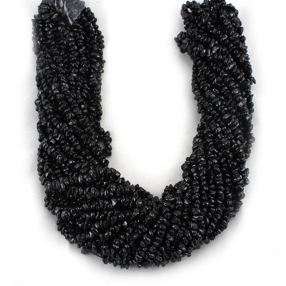 Pack Of 10 Strands- Quantity Pack- Black Spinel Uncut Chips Beads, 36 Inches Strand For Making Jewelry, Loose Beads