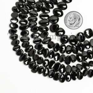 Plain Black Spinel Nuggets Beads, Raw Natural Black Color Spinel Strand, Drilled Beads String for Jewelry Making, Slack Spinel Necklace Bead