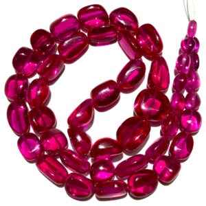 Sparkling Dark Pink Spinel Smooth Nuggets Shape Beads Pink Spinel Gemstone Beads Natural Pink Spinel 6mm-10mm Plain Nuggets 20” Spinel Beads