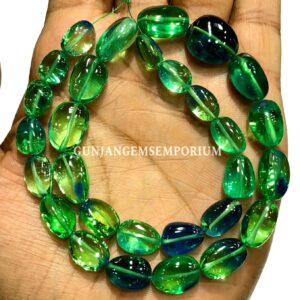 Vibrant Green Spinel Smooth Nuggets Beads Genuine Heated Spinel Jewels Wholesale Gemstone Jewelry Beads Bio Color Spinel Beads AAA Quality