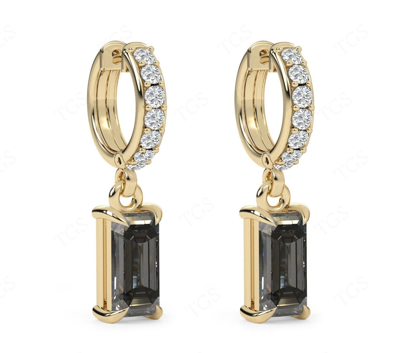 14k Gold Grey Spinal Wedding Earrings For Her Art Deco Moissanite Hoop Earrings Unique Grey Spinal For Women Radient Cut Grey Spinal Earring 14k Gold Grey Spinal Wedding Earrings For Her Art Deco Moissanite Hoop Earrings Unique Grey Spinal For Women Radient Cut Grey Spinal Earring