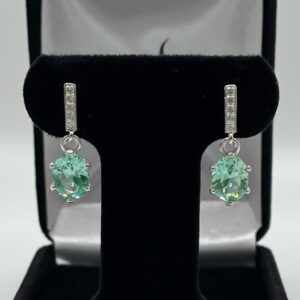 4ct Oval Cut Ice Green Spinel Earrings In Sterling Silver Bridal Jewelry Gift