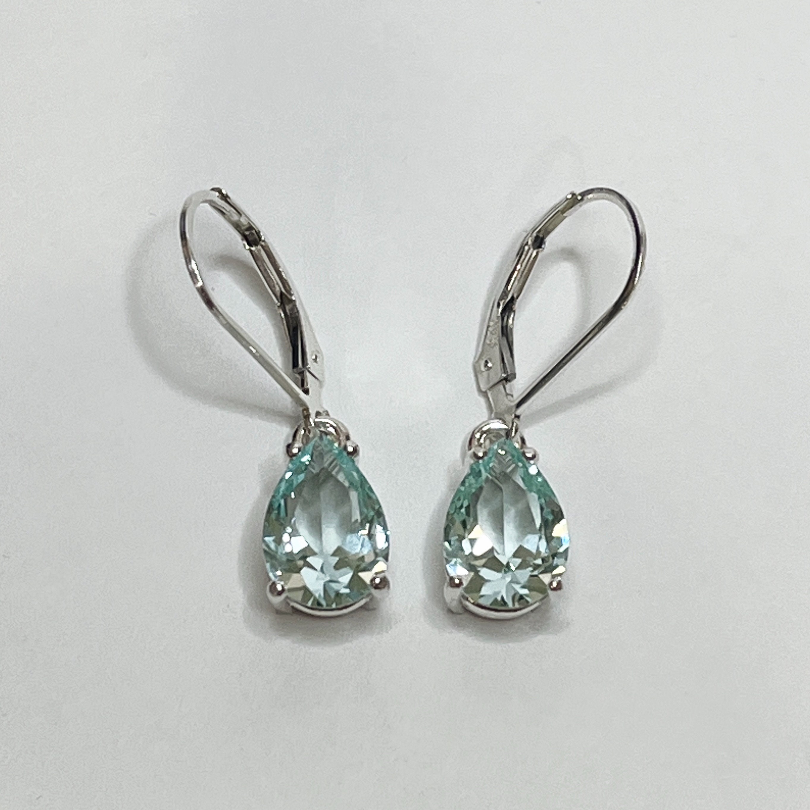 4ct Pear Cut Sea Foam Green Spinel Earrings Teardrop Dangle Jewelry Gift Ice Green