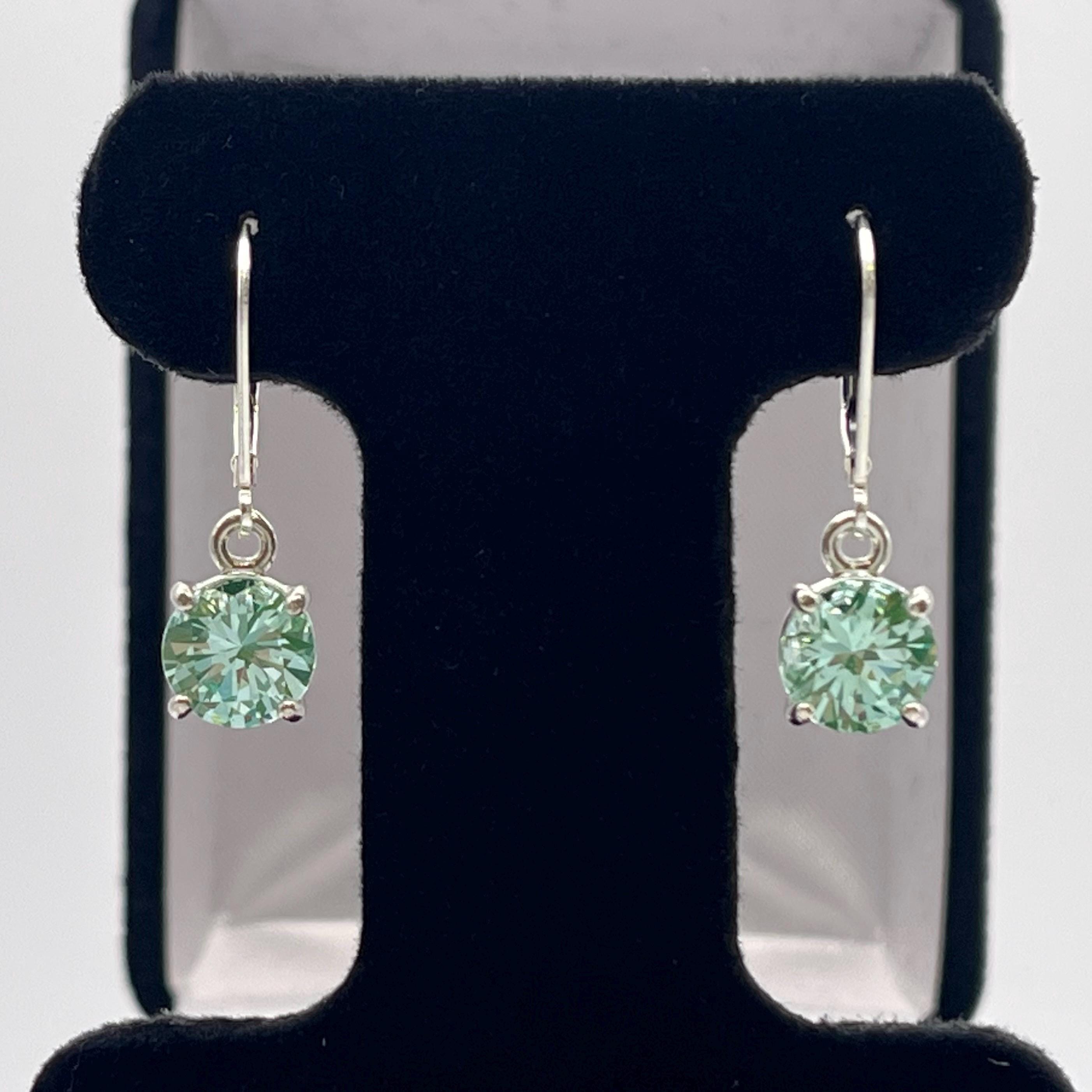4ctw Sea Foam Green Spinel Earrings Sterling Silver Jewelry Ice Green