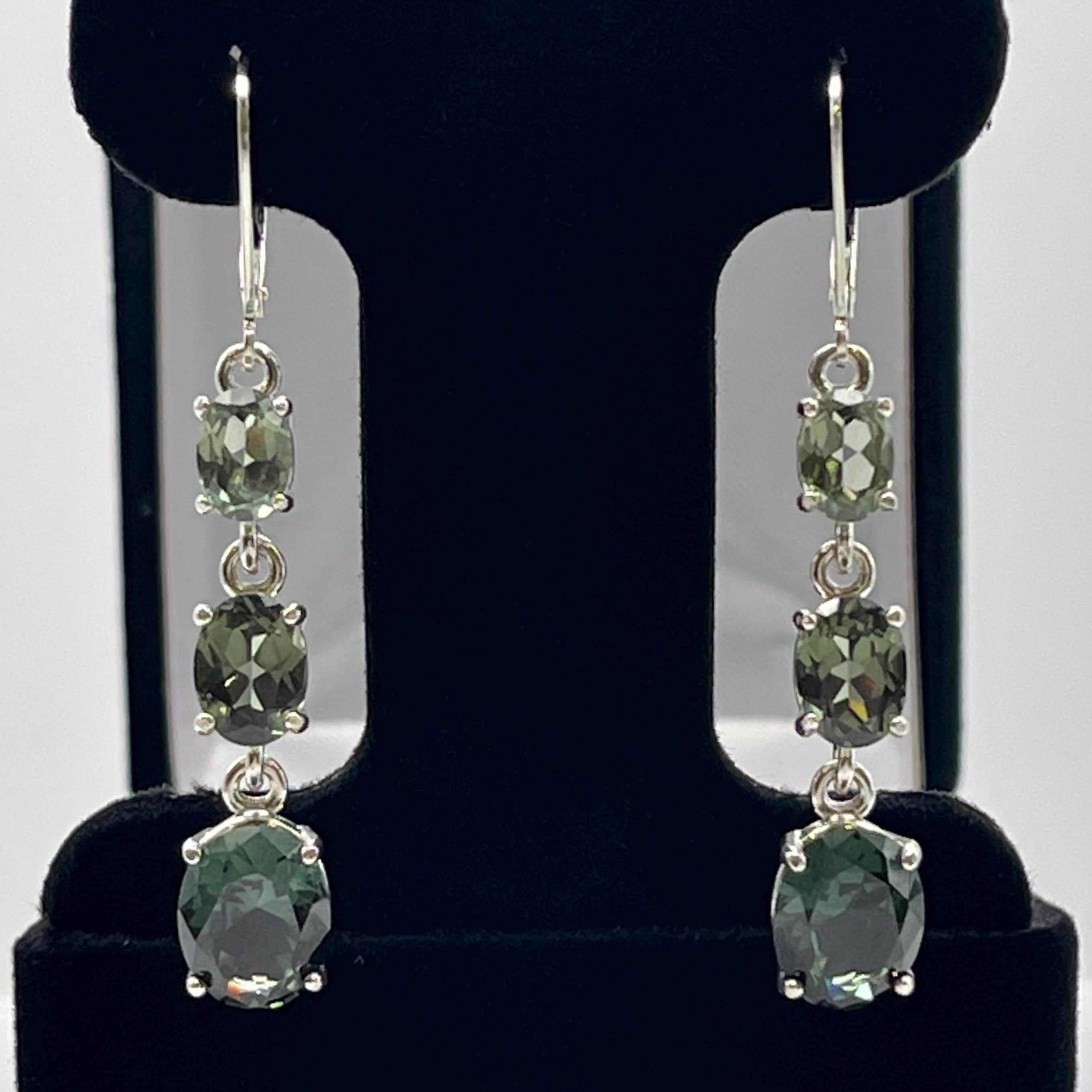9.8ctw Green Spinel Earrings In Sterling Silver Gemstone Ombré Jewelry Gift