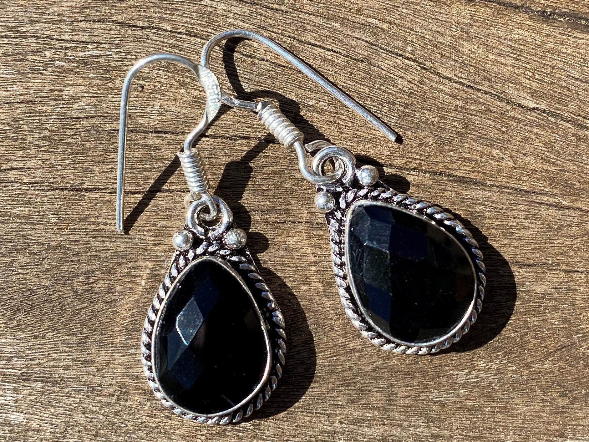 Black Spinel, 925 Silver, Healing Stone Earrings With Positive Energy!