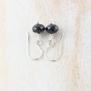 Black Spinel Earrings In Sterling Silver, 14kt Yellow Or Rose Gold Filled, Dainty Natural Gemstone Jewellery