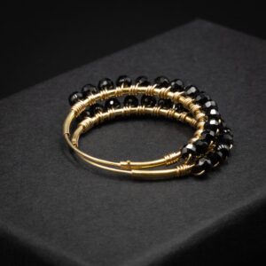 Black spinel sterling silver or vermeil gold handmade hoop earrings
