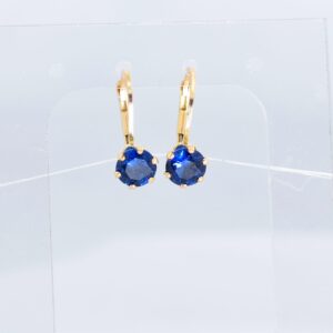 Blue Spinel Leverbacks, 6mm Round Set in 14 kt Yellow Gold Filled Leverback Earrings